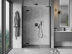 Mexen Mist-H L душ врати отварящи се наляво 135 см, прозрачни, черни - 8A5L-135-001-70-00-L