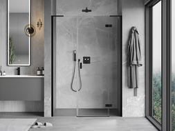 Mexen Mist-H L душ врата, отварящи се надясно, 130 см, прозрачни, черни - 8A5L-130-001-70-00-P