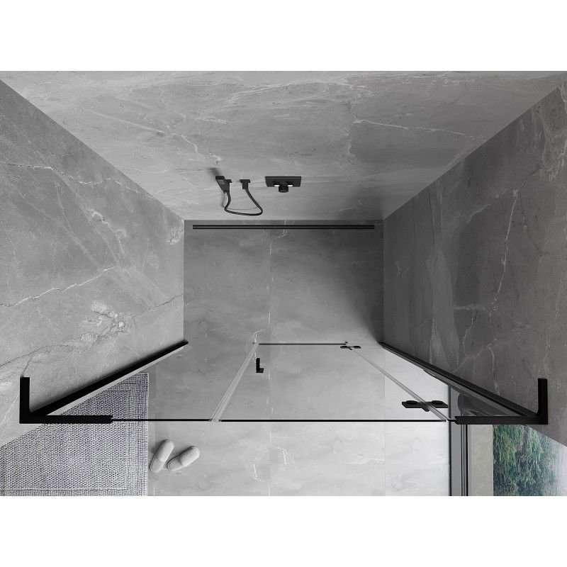 Mexen Mist-H L подвижни душ врати десни 160 см, прозрачни, черни - 8A5L-160-001-70-00-P