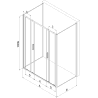 Mexen Exo-S Duo 3S душ кабина 3-стенна плъзгаща се 170 x 80 cm, прозрачна, черна
