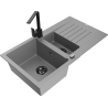 Mexen Matias гранитна мивка с 1,5 камери с дренаж и кухненски смесител Rita, сив
