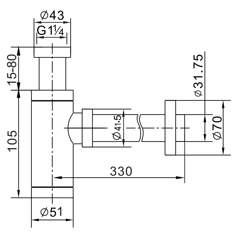 Mexen полусифон за мивка кръгъл, графит - 79950-66
