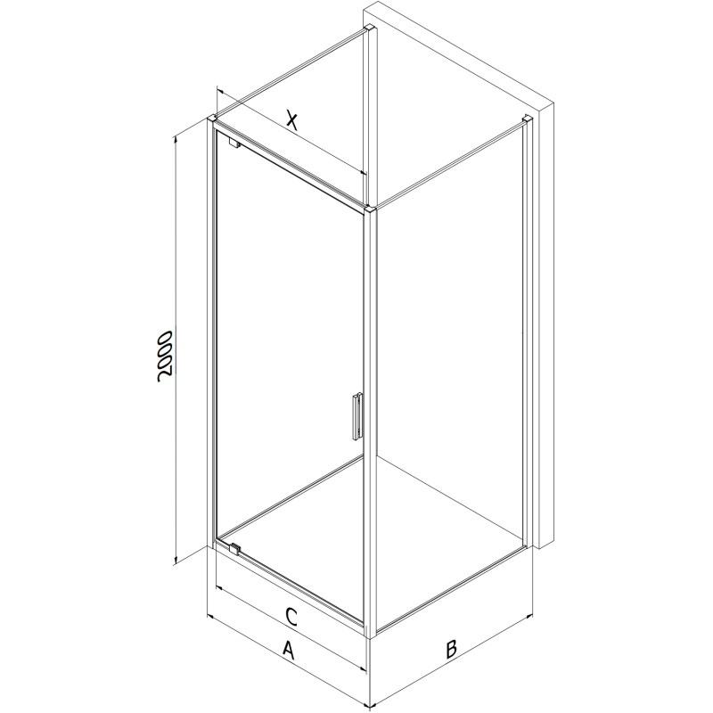 Mexen Exo-BR 3S триизмерна душ кабина, отваряща се, 90 x 85 см, прозрачно, черно