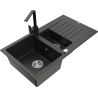 Mexen Matias гранитна мивка 1,5 камери с отцедник и кухненски смесител Рита,