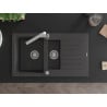 Mexen Matias гранитна мивка 1,5-корпусна с отцедник и кухненски смесител