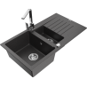 Mexen Matias гранитна мивка 1,5-корпусна с отцедник и кухненски смесител