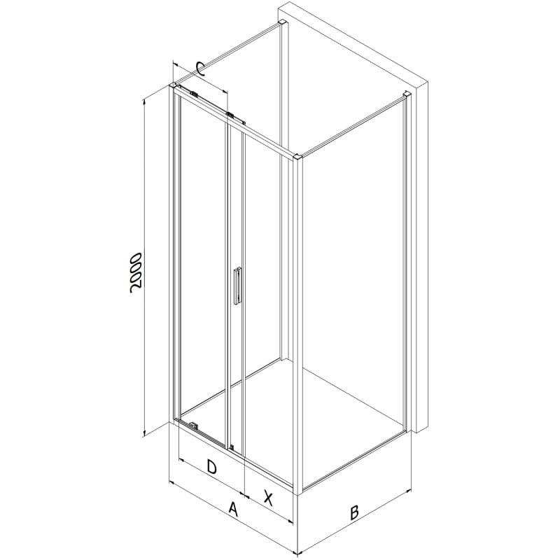 Mexen Exo-S 3S душ кабина с 3 стени плъзгаща се 120 x 70 см, прозрачна, черна