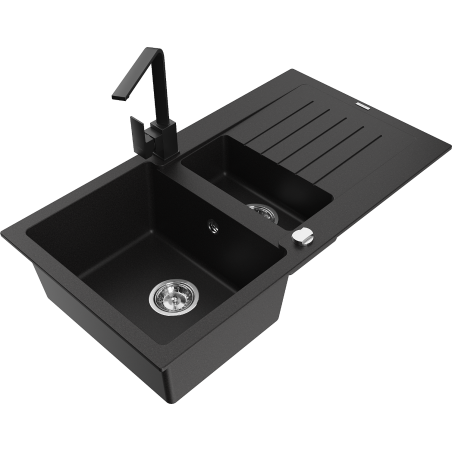 Mexen Matias гранитна мивка с 1,5 камери с отцедник и кухненски смесител