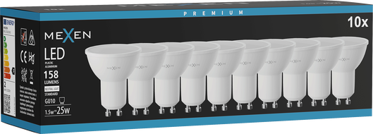Mexen Nova 10x LED крушка GU10, 1,5W, Неутрална - 4000K, 158 lm - L107-GU10-0140-01x10