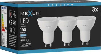 Mexen Nova 3x LED крушка GU10, 1,5W, Студена - 6500K, 158 lm - L107-GU10-0165-01x03