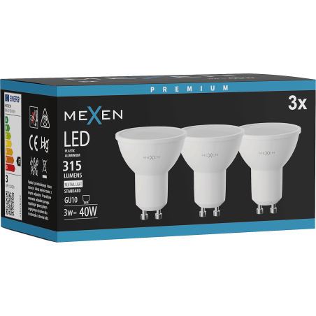 Mexen Nova 3x LED крушка GU10, 3W, Неутрална - 4000K, 315 lm - L107-GU10-0340-01x03