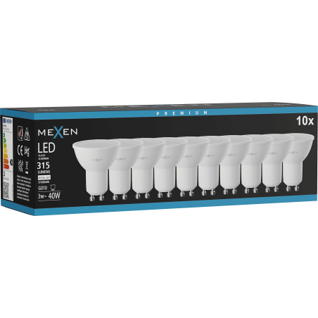 Mexen Nova 10x LED крушка GU10, 3W, Неутрална - 4000K, 315 lm - L107-GU10-0340-01x10