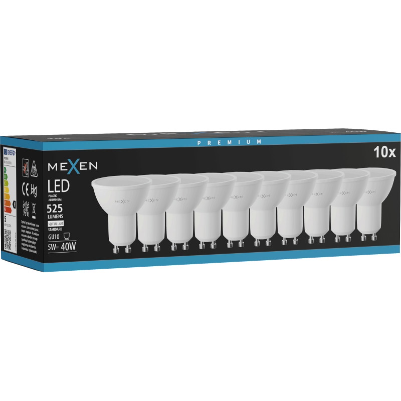 Mexen Nova 10x LED крушка GU10, 5W, Неутрална - 4000K, 525 lm - L107-GU10-0540-01x10