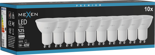 Mexen Nova 10x LED крушка GU10, 5W, Неутрална - 4000K, 525 lm - L107-GU10-0540-01x10