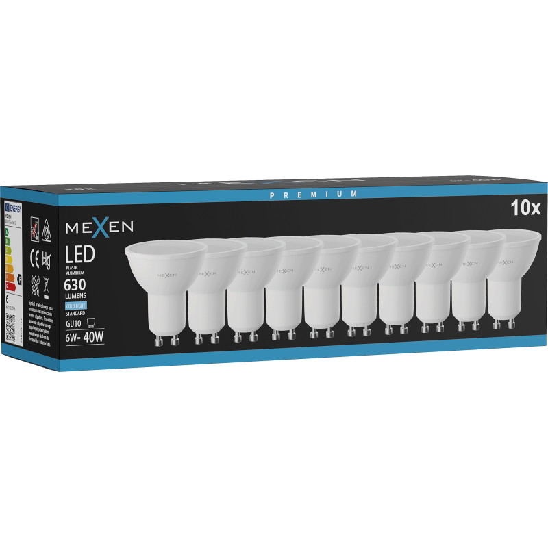 Mexen Nova 10x LED крушка GU10, 6W, Студена - 6500K, 630 lm - L107-GU10-0665-01x10