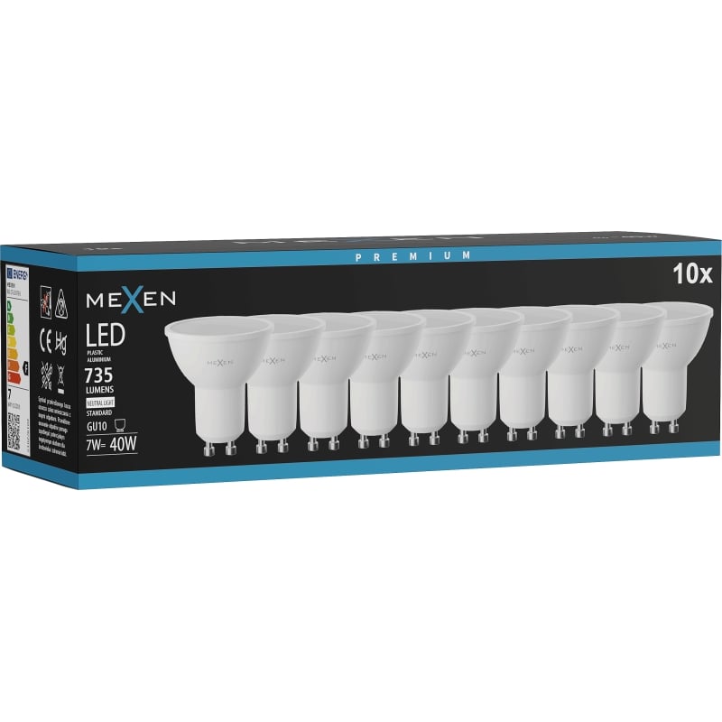 Mexen Nova 10x LED крушка GU10, 7W, Неутрална - 4000K, 735 lm - L107-GU10-0740-01x10