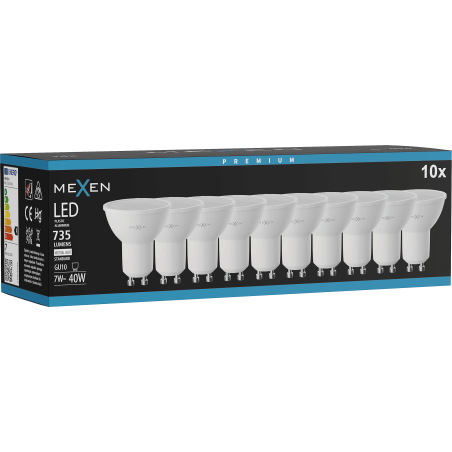 Mexen Nova 10x LED крушка GU10, 7W, Неутрална - 4000K, 735 lm - L107-GU10-0740-01x10