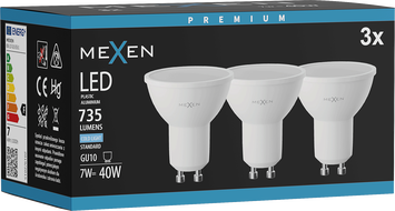 Mexen Nova 3x LED крушка GU10, 7W, Студена - 6500K, 735 lm - L107-GU10-0765-01x03