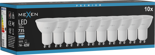 Mexen Nova 10x LED крушка GU10, 7W, Студена - 6500K, 735 lm - L107-GU10-0765-01x10
