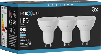 Mexen Nova 3x LED крушка GU10, 8W, Студена - 6500K, 840 lm - L108-GU10-0865-01x03