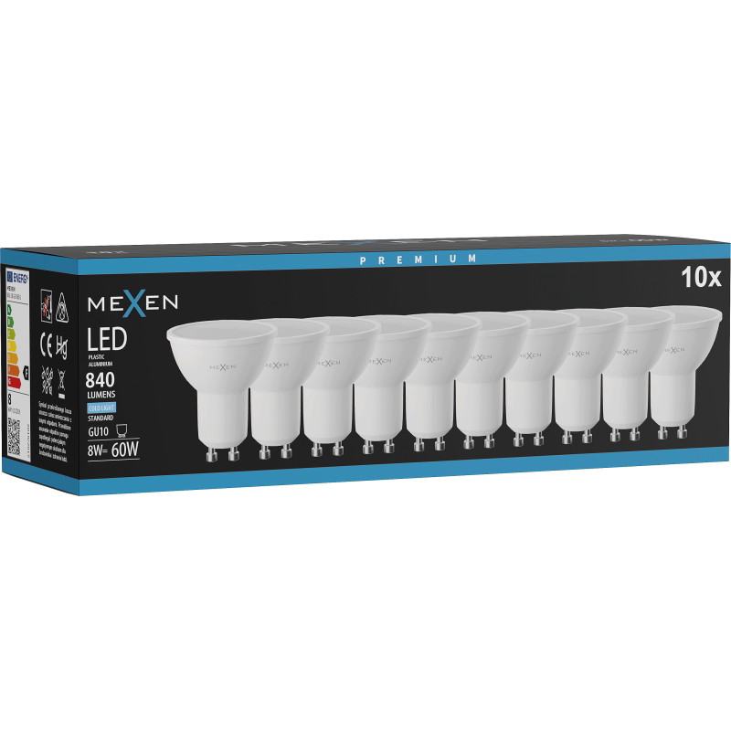 Mexen Nova 10x LED крушка GU10, 8W, Студена - 6500K, 840 lm - L108-GU10-0865-01x10