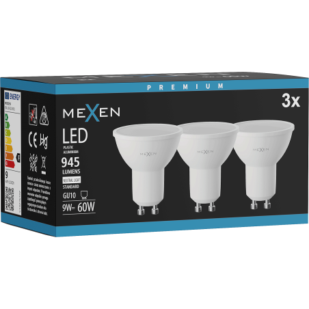 Mexen Nova 3x LED крушка GU10, 9W, Неутрална - 4000K, 945 lm - L108-GU10-0940-01x03