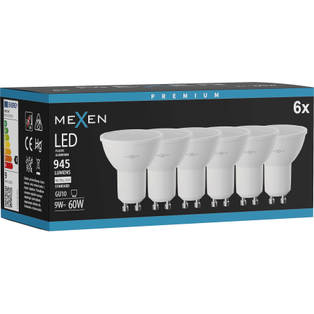 Mexen Nova 6x LED крушка GU10, 9W, Неутрална - 4000K, 945 lm - L108-GU10-0940-01x06