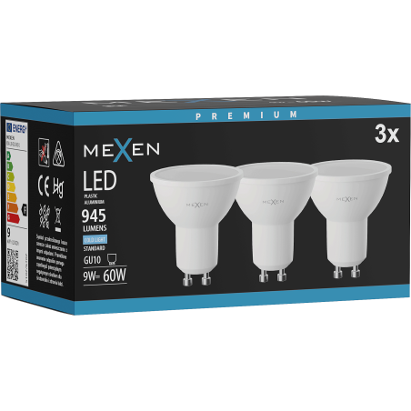 Mexen Nova 3x LED крушка GU10, 9W, Студена - 6500K, 945 lm - L108-GU10-0965-01x03