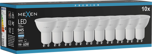 Mexen Nova 10x LED крушка GU10, 9W, Студена - 6500K, 945 lm - L108-GU10-0965-01x10