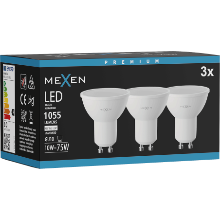 Mexen Nova 3x LED крушка GU10, 10W, Неутрална - 4000K, 1055 lm - L108-GU10-1040-01x03