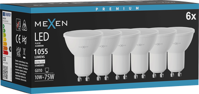 Mexen Nova 6x LED Крушка GU10, 10W, Неутрална - 4000K, 1055 lm - L108-GU10-1040-01x06