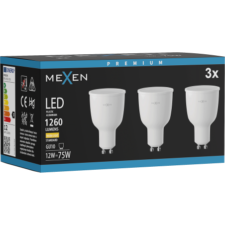 Mexen Nova 3x LED крушка GU10, 12W, Топла - 3000K, 1260 lm - L108-GU10-1230-01x03