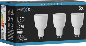 Mexen Nova 3x LED крушка GU10, 12W, Неутрална - 4000K, 1260 lm - L108-GU10-1240-01x03