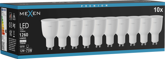 Mexen Nova 10x LED крушка GU10, 12W, Неутрална - 4000K, 1260 lm - L108-GU10-1240-01x10