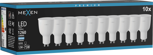 Mexen Nova 10x LED крушка GU10, 12W, Студено - 6500K, 1260 lm - L108-GU10-1265-01x10
