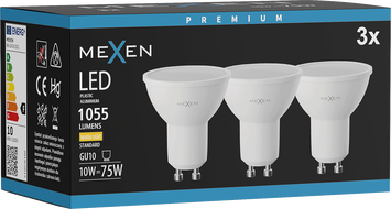 Mexen Nova 3x LED крушка GU10, 10W, Топла - 3000K, 1055 lm - L108-GU10-1030-01x03