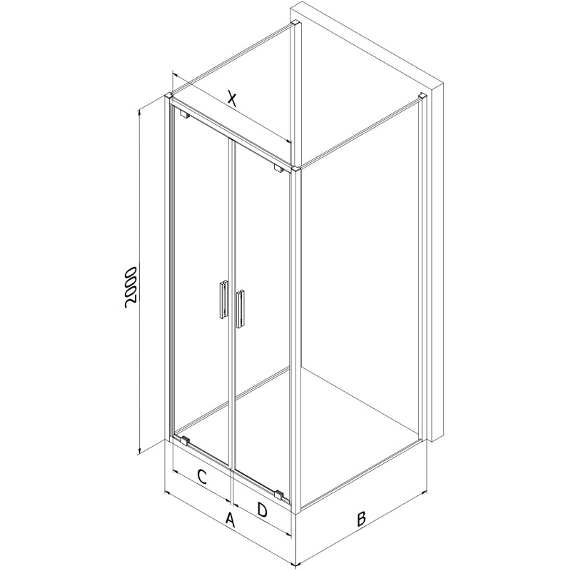 Mexen Exo-BR Duo 3S душ кабина 3-стенна с отваряне 90 x 100 см, прозрачна, златна