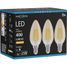 Mexen Vintis 3x LED нажежаем филтър E14, C35, 4W, Топла - 2200K, 400 lm, кехлибар