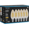 Mexen Vintis 6x LED крушка филамент E14, C35, 6W, Топла - 2200K, 600 lm, кехлибар