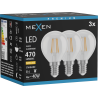 Mexen Vintis 3x LED филаментна крушка E14, G45, 4W, Топло - 2700K, 470 lm, прозрачно