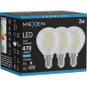 Mexen Vintis 3x LED филамент крушка E14, G45, 4W, Студена - 6500K, 470 lm, чиста - L156-E14-0465-00x03