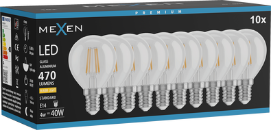 Mexen Vintis 10x LED нишкова крушка E14, G45, 6W, Топла - 2700K, 720 lm, прозрачна