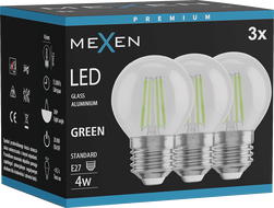 Mexen Vintis 3x LED нажежаема крушка E27, G45, 4W, 55 lm, зелена - L156-E27-04XX-46x03
