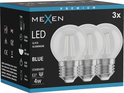 Mexen Vintis 3x LED филамент крушка E27, G45, 4W, 55 lm, синя - L156-E27-04XX-47x03