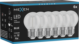 Mexen Vintis 6x LED крушка с нажежаема жичка E27, G45, 4W, 55 lm, синя - L156-E27-04XX-47x06