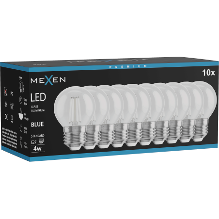 Mexen Vintis 10x LED филaментна крушка E27, G45, 4W, 55 lm, синя - L156-E27-04XX-47x10