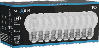 Mexen Vintis 10x LED филaментна крушка E27, G45, 4W, 55 lm, синя - L156-E27-04XX-47x10