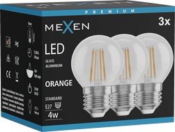 Mexen Vintis 3x крушка с нажежаема жичка LED E27, G45, 4W, 55 lm, оранжево - L156-E27-04XX-48x03