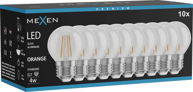 Mexen Vintis 10x LED филaментнa крушка E27, G45, 4W, 55 lm, оранжева - L156-E27-04XX-48x10