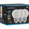 Mexen Vintis 3x LED филамент крушка E27, G45, 2W, Топла - 2700K, 240 lm, прозрачна
